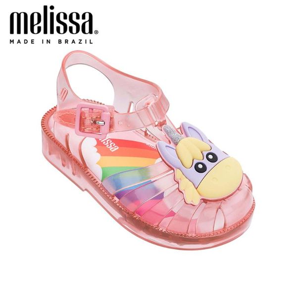 

mini melissa summer cute unicorn boy girl bow jelly shoes sandals 2020 new baby shoes melissa sandals kids non-slip sandalias, Black;red