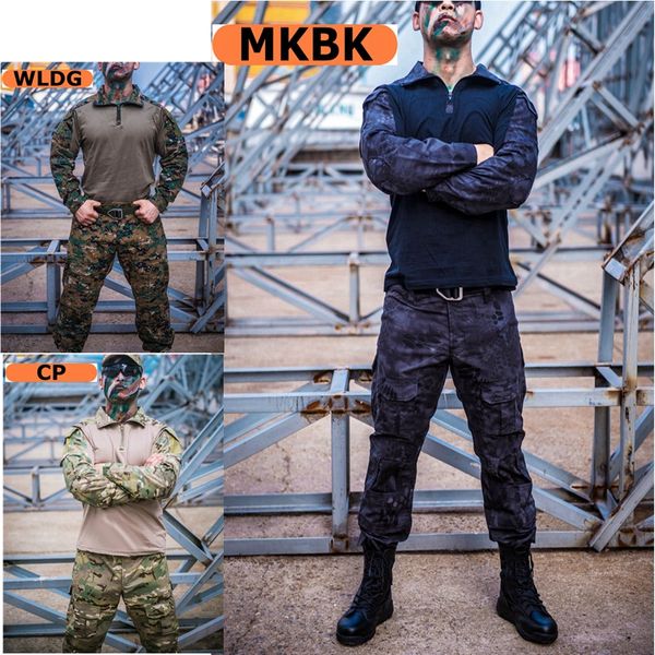 

tactical combat camouflage uniform set hunting paintball shirt pants for men women army shooting clothes, Camo