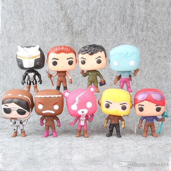 

cute lxh 9 style fortnita funko pop plastic doll kids toys 10cm cartoon game llama pink bear action figures toy christmas gifts