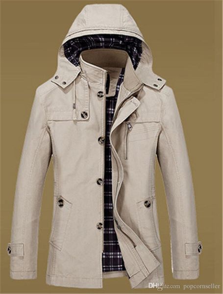 

mens casual fashion coat spring and autumn mens casual jacket pure cotton medium length jacket mens apparel, Black;brown