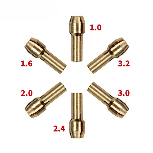 

1.0/1.6//2.0/2.4/3.0/3.2mm 6 pieces mini drill brass collet chuck for dremel rotary tool including dremel accessories