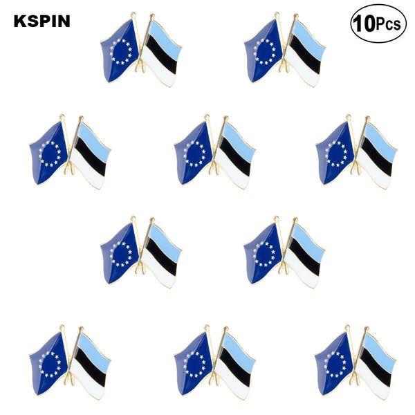

eu & estonia lapel pin flag badge brooch pins badges 10pcs a lot, Gray