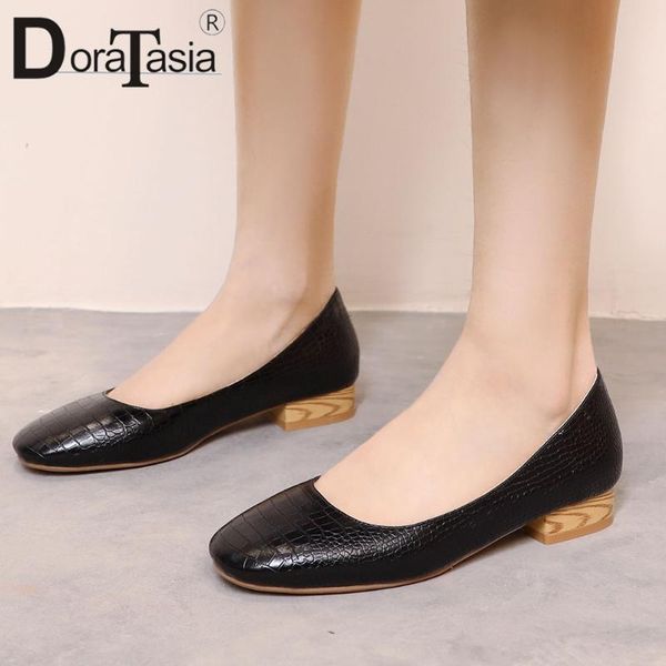 

doratasia ladies elegant low heels office pumps daily casual shallow pumps women fashion square toe shoes woman, Black