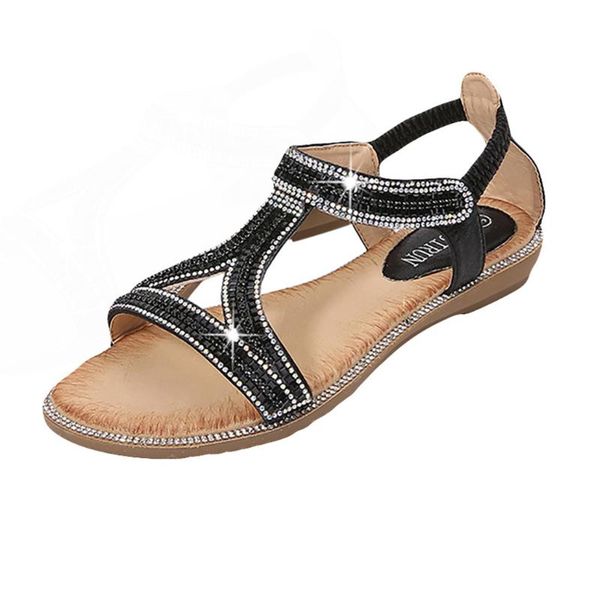 

sagace 2020 сандалии женские досуг рим плоские туфли чешские полые плоские стразы блеск открытый носок обувь женские повседневные сандалии