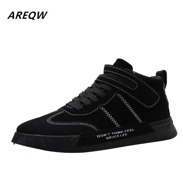 

2019 spring and autumn high to help men's sports shoes breathable and comfortable fashion casual shoes men's, Black