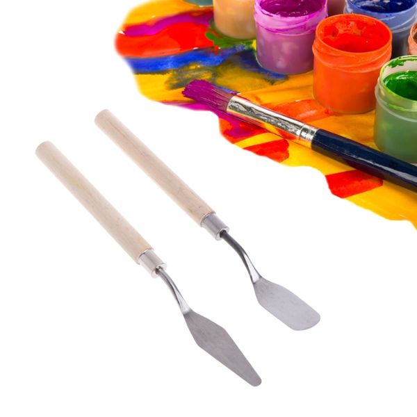 

2pcs из нержавеющей стали palette knife шпатель скребок для смешивания живописи
