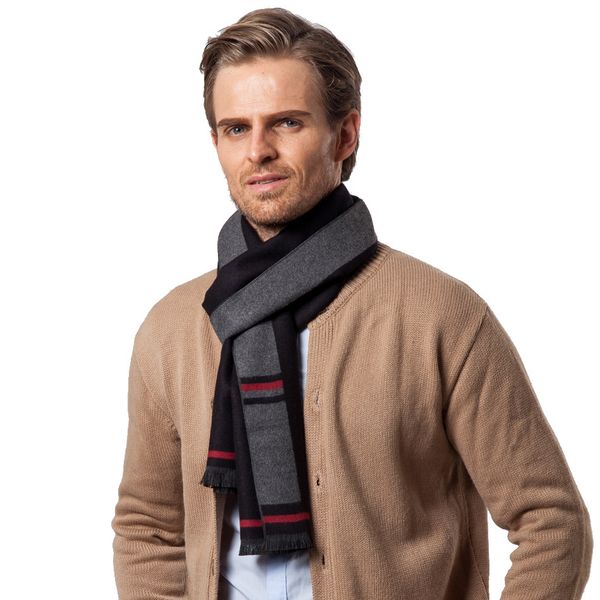

new mid-aged cashmere men's scarf for leisure neck in autumn and winter, Blue;gray