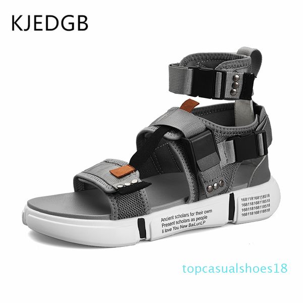 

kjedgb новый 2019 мода лето мужская обувь гладиатор сандалии дизайнеры платформа удобные пляжные сандалии мужской холст мужчины t18, Black