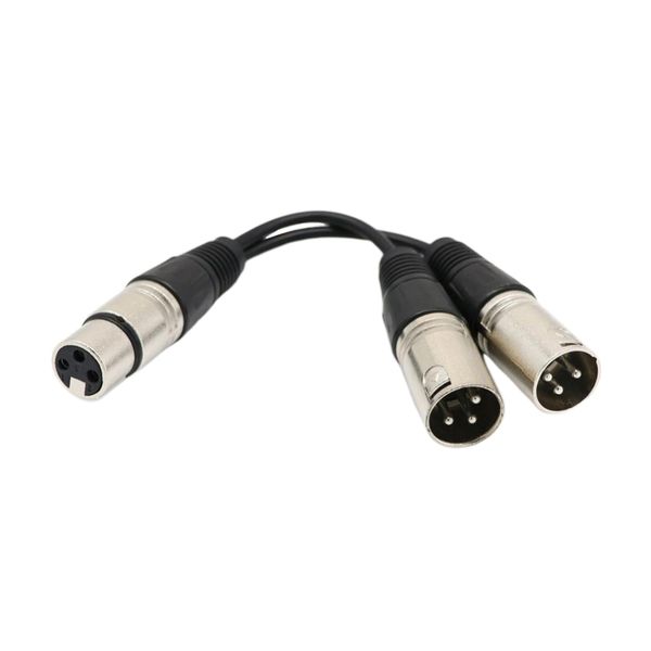 

female connector xlr 3 pin 6 "to 2 male plugs for mic pa dj cable
