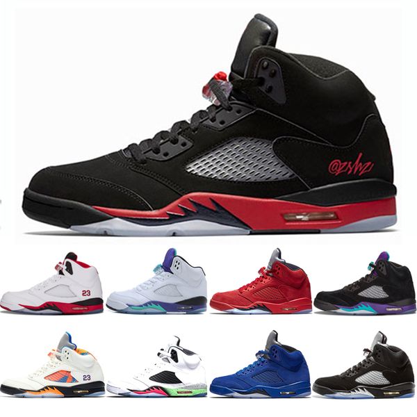 

5 5s bred mens basketball shoes blue red suede black grape fire red oreo white grapes space jam athletics sneaker shoes
