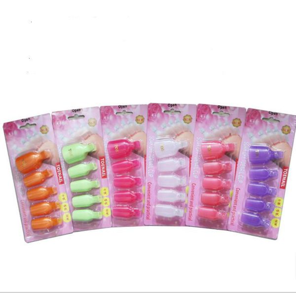 

uv gel polish remover wrap tool fluid for removal of varnish nail cleaner remover plastic nail art soak off cap 5pcs/set, Silver
