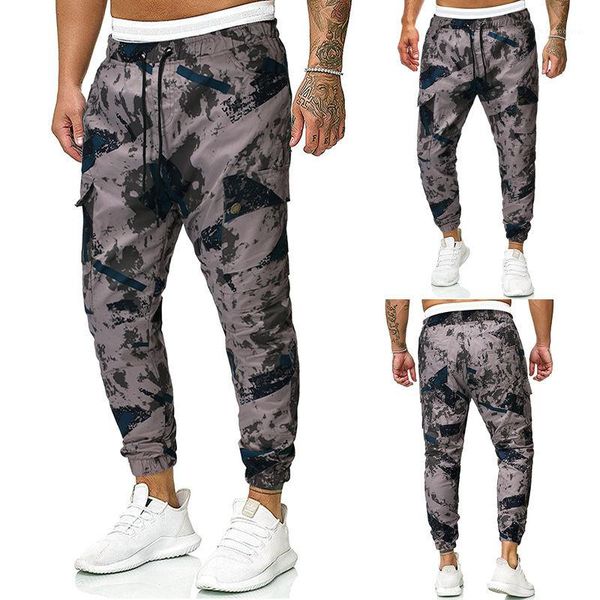 

pencil pants casual mens trousers new arrival fashion camouflage mens cargo pants drawstring contrast color mens, Black