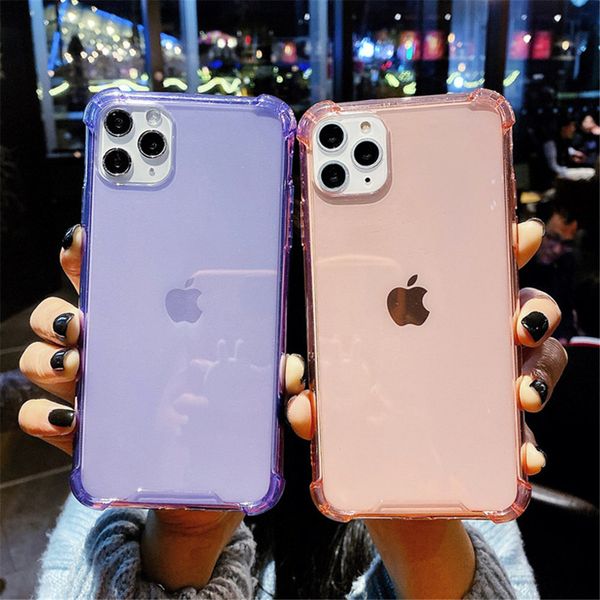 

clear shockproof phone case for iphone 11 pro se 2020 x xr xs max 7 8 6 6s plus solid candy soft tpu silicone back cover