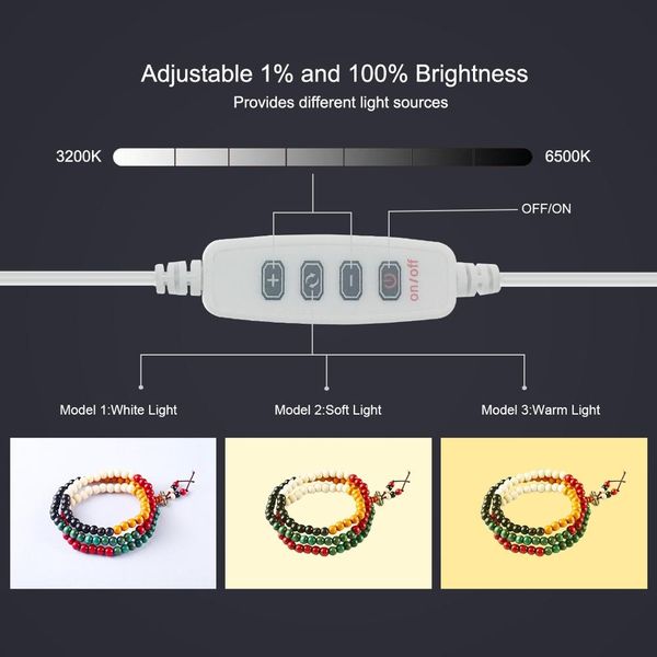 

20cm ring led panel folding portable light p lighting studio shooting tent box kit with 6 colors backdrops