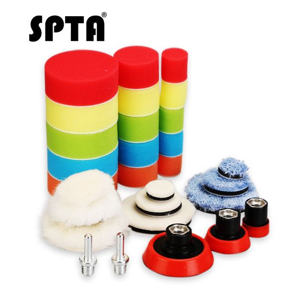 

spta 29pcs 1 2 3 inch car waxing sponge polishing pad woolen wheel backing plate car polisher tool for auto da ro polish machine