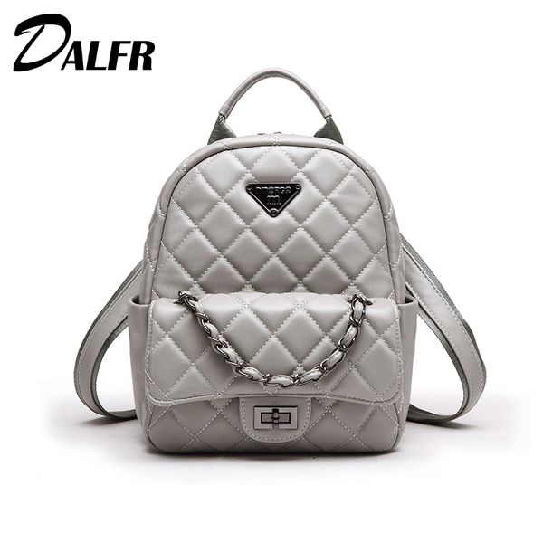 

dalfr female casual backpack 2019 fashion diamond lattice ladies backpack pu leather quilted bag youth girls casual