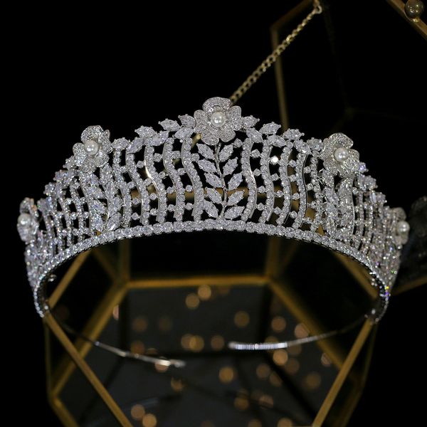 

luxury bridal crown fashion headdress women wedding crown wedding hair accessories tiara zircon crown headpieces, Silver