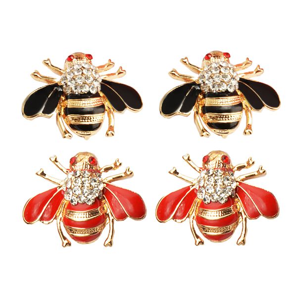 

4 pieces pin brooch with rhinestone insect lapel bee red + black, Gray