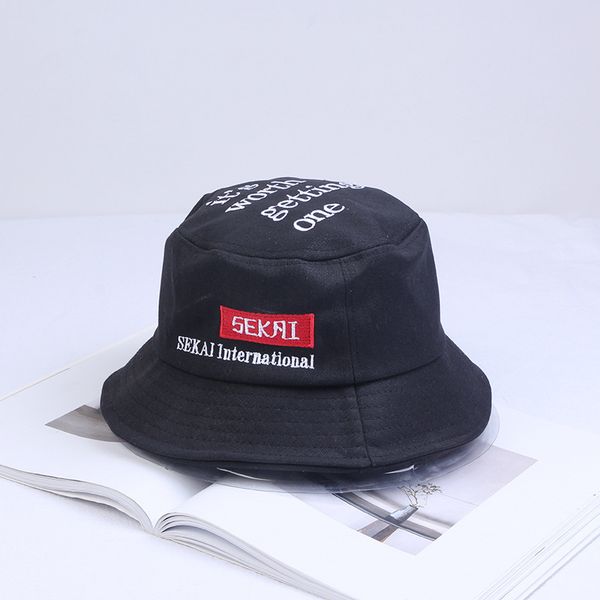 

woman letter embroidery 2019 letter pattern bucket hat fisherman hat outdoor travel hat sun cap panama for hats, Blue;gray