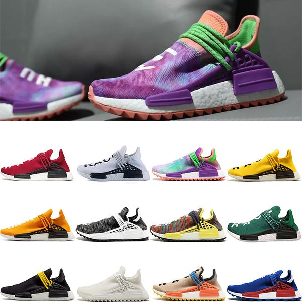 

2019 новое прибытие human race pharrell williams буйный качество комфортные ношение sense женщин людей runningg обувь тройной black passion