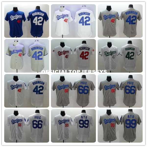 

42 jackie robinson 99 hyun-jin 66 yasiel puig ryu jersey blue gray white, Black;blue