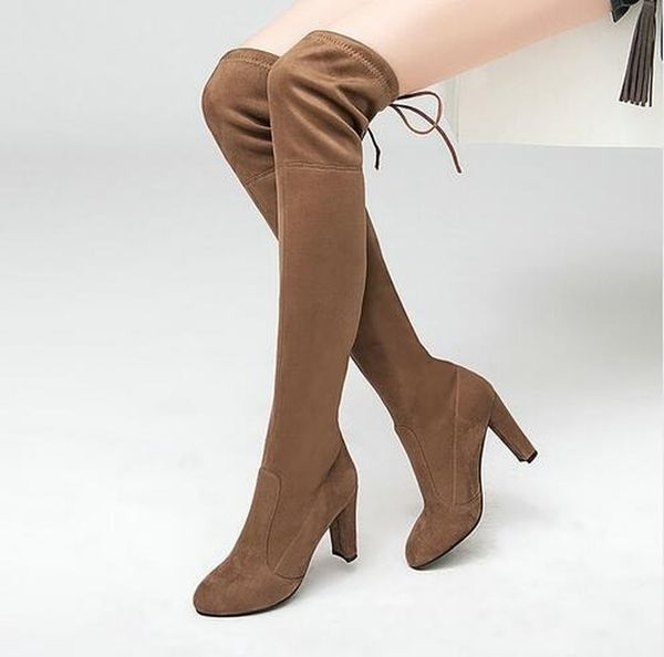

2019 over-the-knee boots women boots female winter shoes woman high heels thigh high lace-up ladies fashion aezlz083, Black