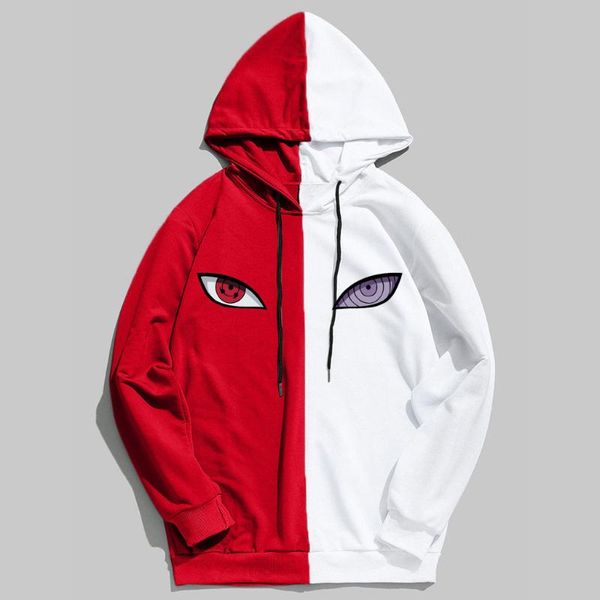 

2020 new double color splice spring anime eye print hoodies pullover sweatshirt harajuku hip hop hoody thin clothing, Black