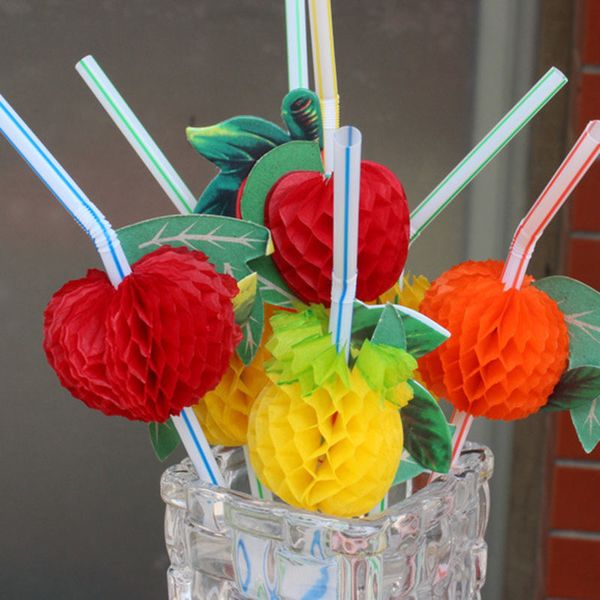 

3d 50pcs fruit cocktail paper straws umbrella drinking straws party decoration