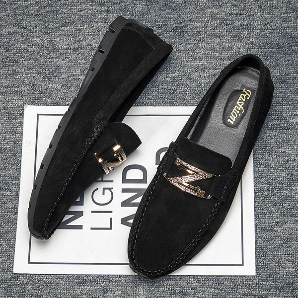 

2019 genuine leather shoes men casual driving slip on loafers moccasins zapatillas hombre zapatos de hombre mens man footwear, Black