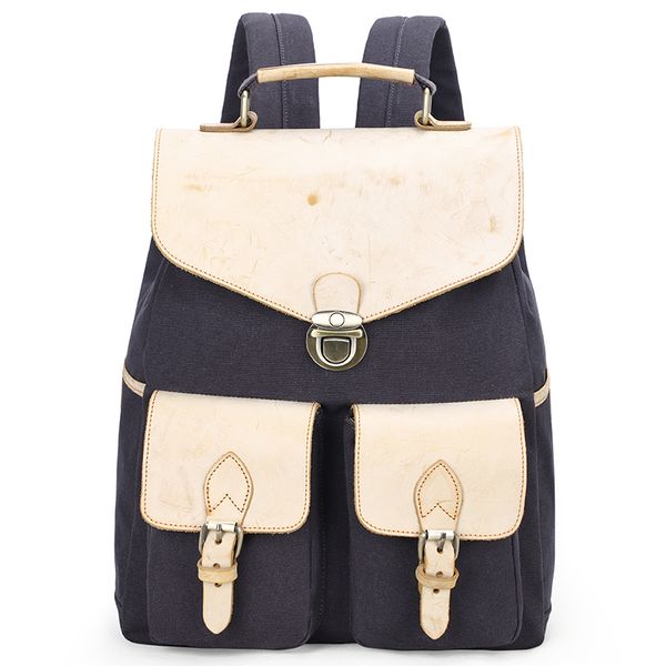 

new design comfortable canvas fog wax leather lapbackpack for girls