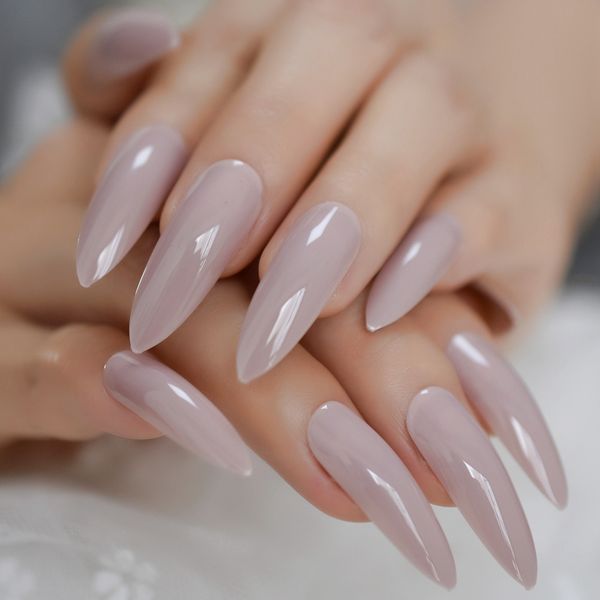 

fashion taro purple gray extra long sharp stiletto false nails tips press on stilettos nails for fingers wear glue sticker, Red;gold