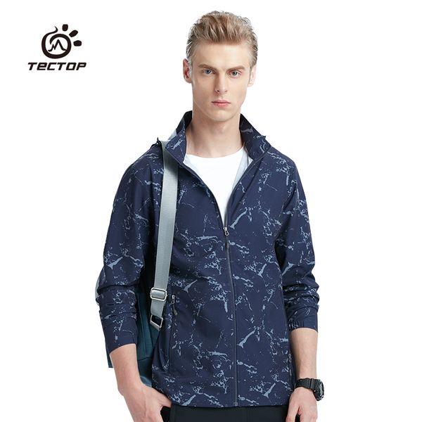 

tecoutdoor camping jacket male spring autumn breathable windproof ultra-thin quick drying coat stretch trench jacket men, Blue;black