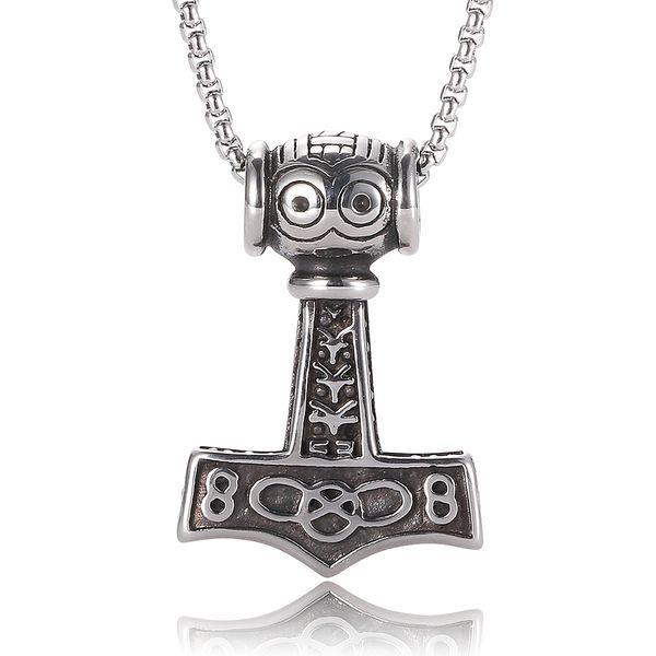 

fashion stainless steel retro personality hip hop hammer pendant luxury designer jewelry men's necklace birthday gift 7-sp0431, Silver