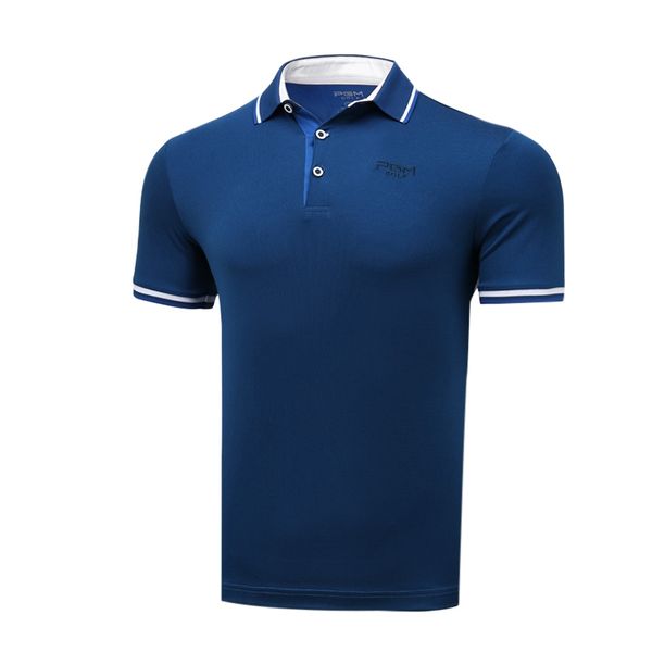

2019 new man golf shirt quick-drying men fitness t-shirt outdoor turn-down collar golf shirts sports running t-shirt, Black;blue