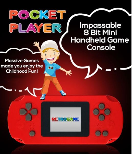 

handheld game console, 16 bit portable classic game console lcd game player with 2.7 inch color digital tft screen, 2 games cards