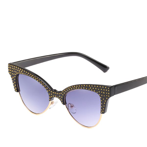 

fashion semi rimless cat eye sunglasses female fashion shades ladies brand designer vintage sunglasses women sun glasses uv400, White;black