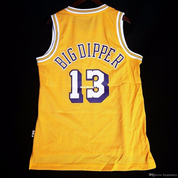 

100% stitched wilt chamberlain #13 big dipper soul hwc wholesale yellow jersey mens vest size xs-6xl stitched basketball jerseys ncaa, Black;blue
