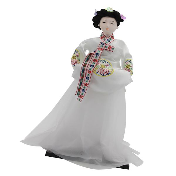 

12 «» урожай корейский geisha doll ханбок белое платье восточные куклы модель