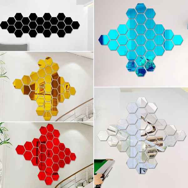 

Modern 10pcs 3D Mirror Geometric Hexagon Acrylic Wall Sticker Decor Art DIY Home