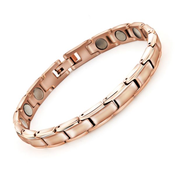 

316l stainless steel rose golden color health charm bracelet germanium biomagnetic regulation blood pressure relief, Golden;silver