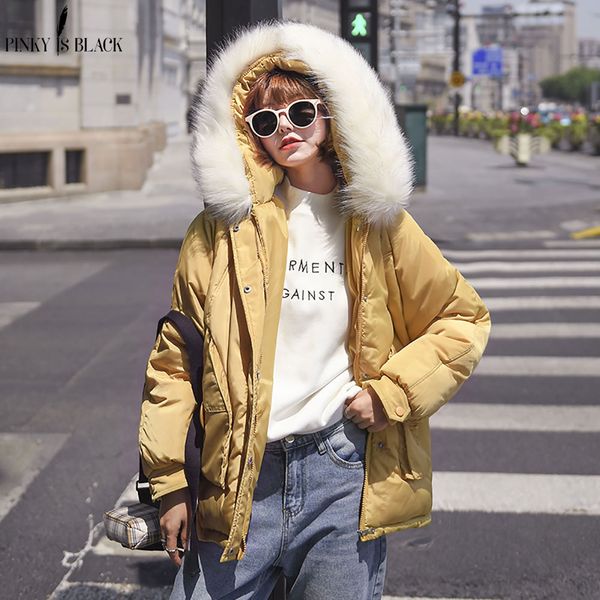 

pinkyisblack new short winter jacket women thicken warm outerwear parkas female winter loose cotton padded hooded jacket coat, Black