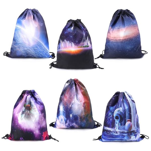 

starry sky drawstring backpack sport rucksack school travel hiking shoulder bags