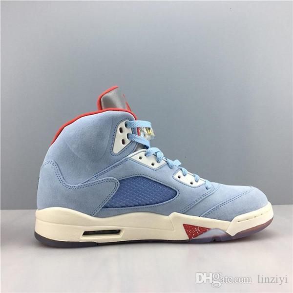 

2019 new releasetrophy room x basketball shoes 5 ice blue red parent-child joint name designer athletic sports sneakers