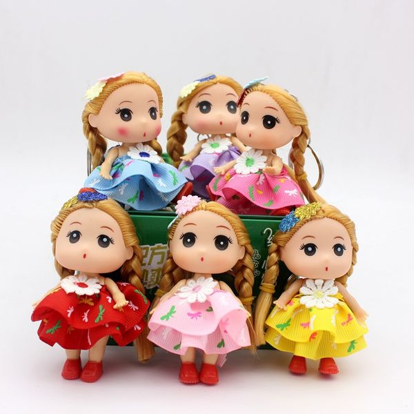 

9cm flower skirt princess bride confused doll fat baby key chain bag pendant wedding dress creative gift doll toy send boyfriend and girlfri, Silver
