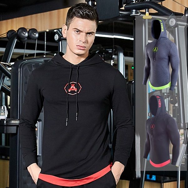 

идущие рубашки сухой fit mens тренажерный зал одежда совок шеи длинные рукава mxi euilding suiit полиэстер apparelsleeves, Black;blue