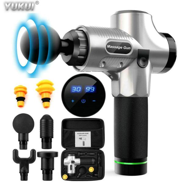 

lcd touch muscle massage gun electric body massager vibration fitness equipment for pain relief body relax deep tissue muscle