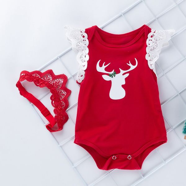 

newborn infant baby boys girls printing romper+hair band outfits clothes set dropshiping 2019 w1011, White
