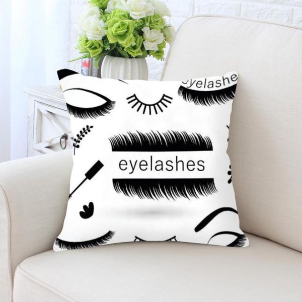 

black and white pillow eyelashes natural false long eyelash decoration red lip plush fabric cushion for girls room decor