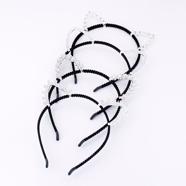 

tdqueen headband accessories full rhinestone cat ear head band for baby girls fashion wedding party hair jewelry tiaras crowns, White;golden