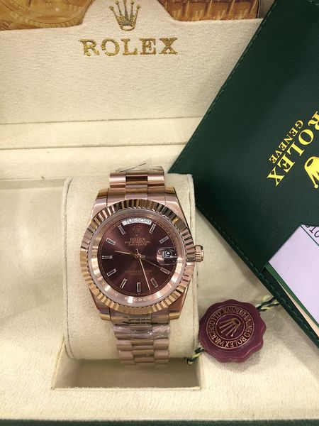 

with original box 41mm stainless steel solid clasp automatic movement 2813 mechanical watch men day date president desinger mens watches, Slivery;brown